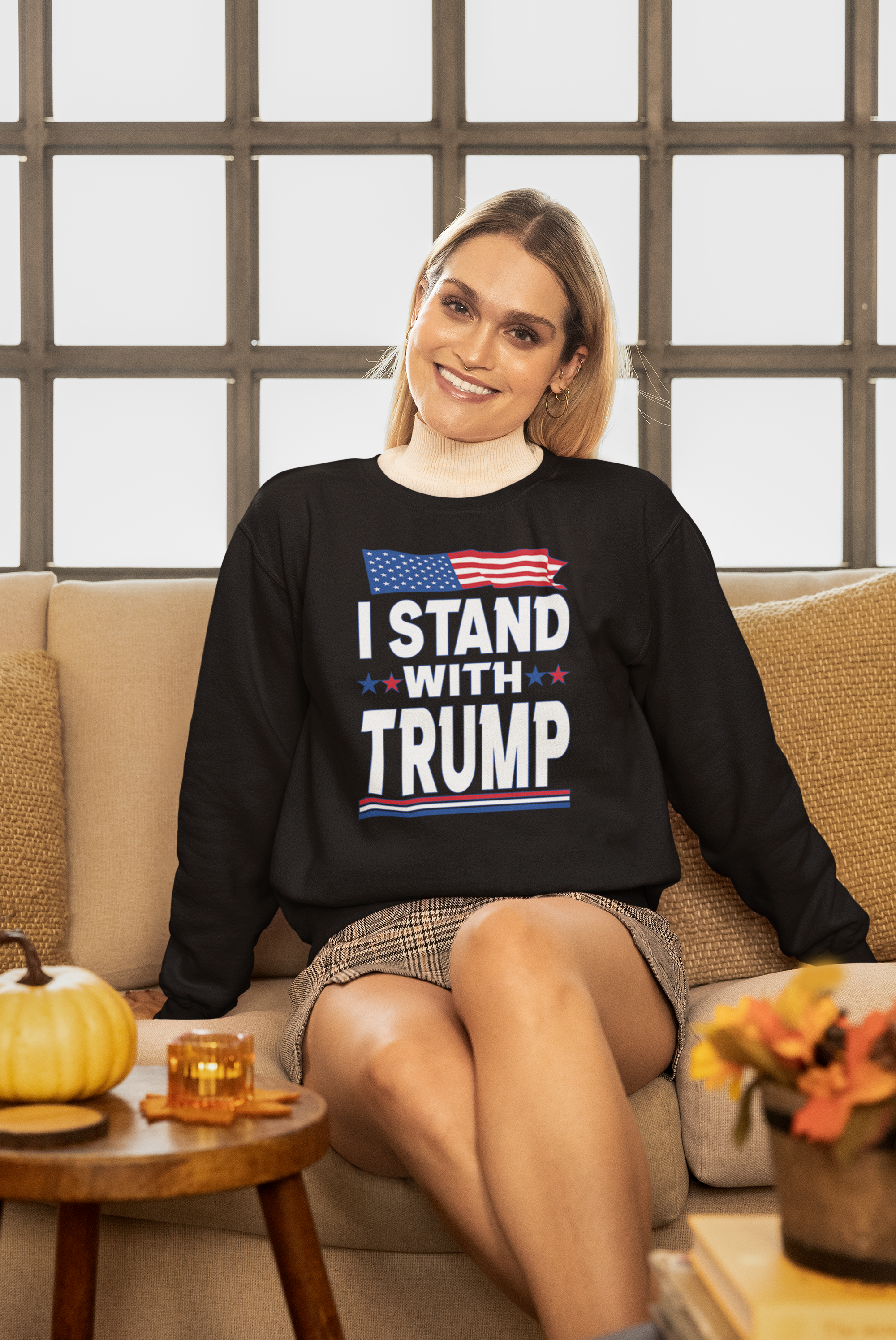 I STAND WITH TRUMP Crewneck Sweater (Black)